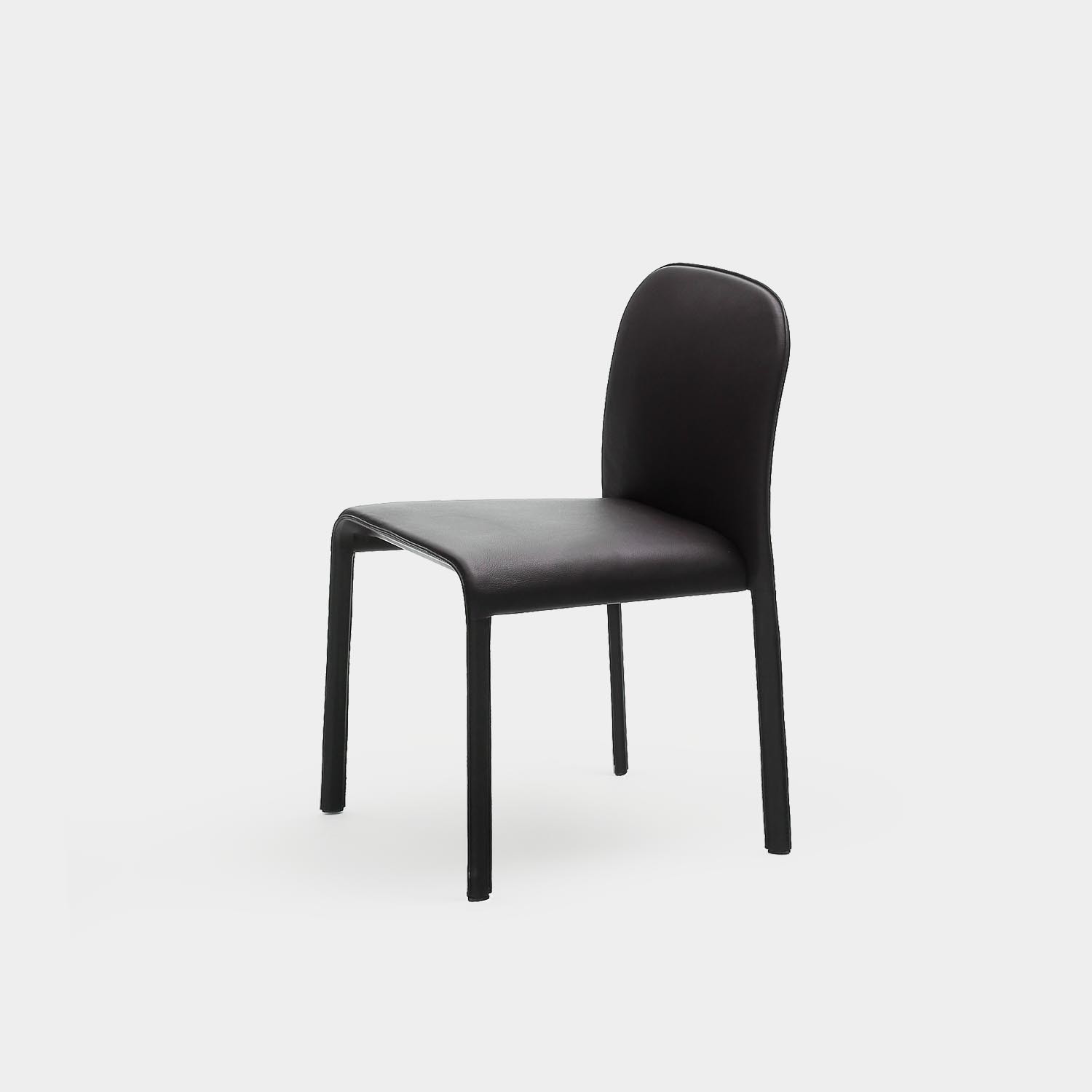Scala Chair, Fully Upholstered, Black Leather
