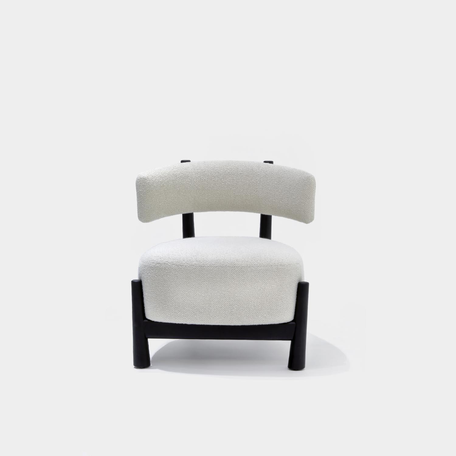 Dalya Lounge Chair, White Bouclé, Black Ash