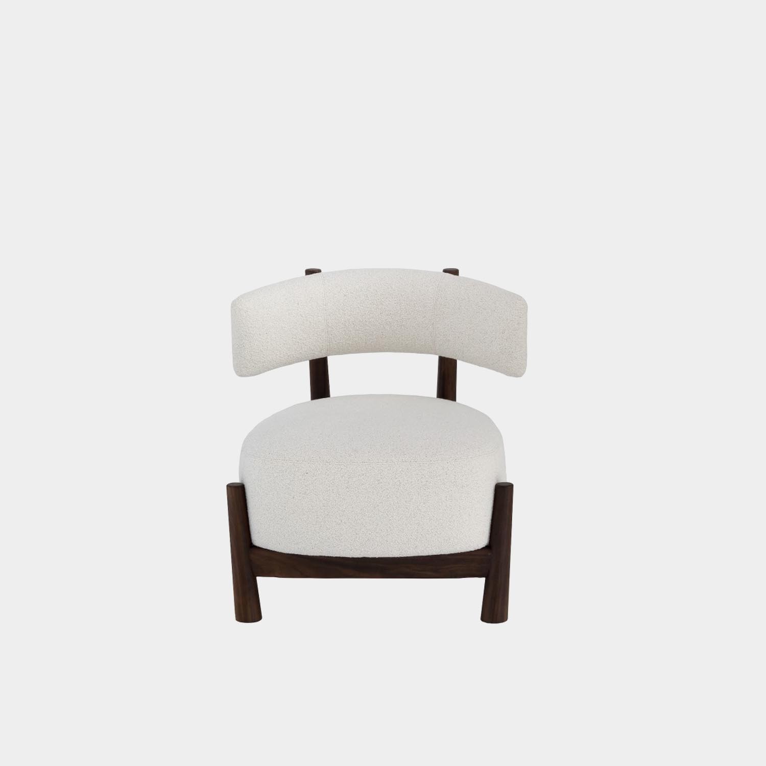 Dalya Lounge Chair, White Bouclé, Walnut
