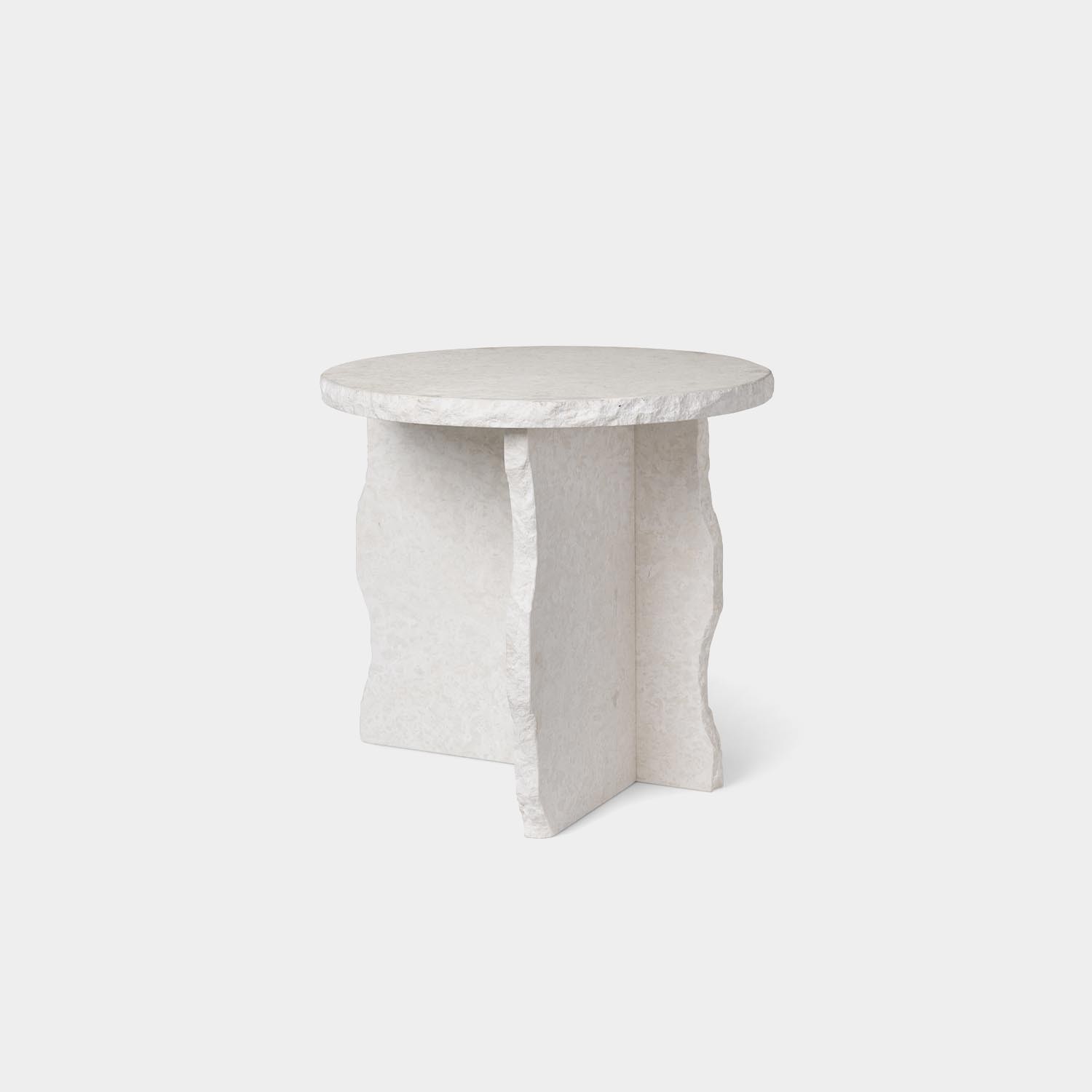 Mineral Sculptural Side Table, Bianco Curia Marble