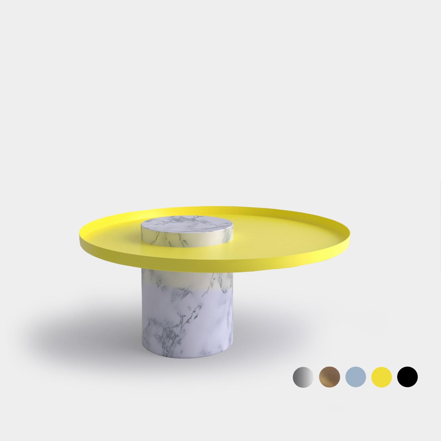 Salute Side Table, White Marble, Low