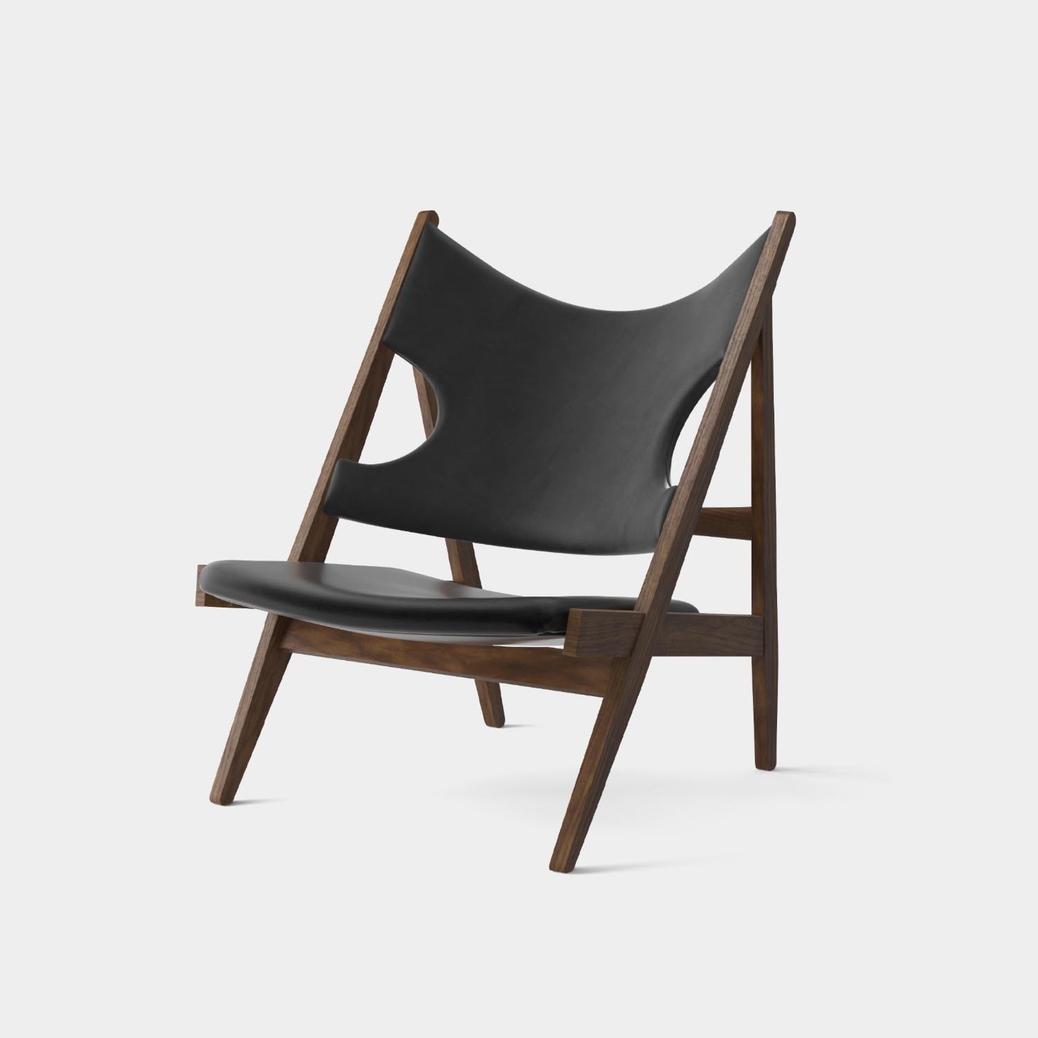 Knitting Lounge Chair, Walnut, Designer Collection, Black Leather