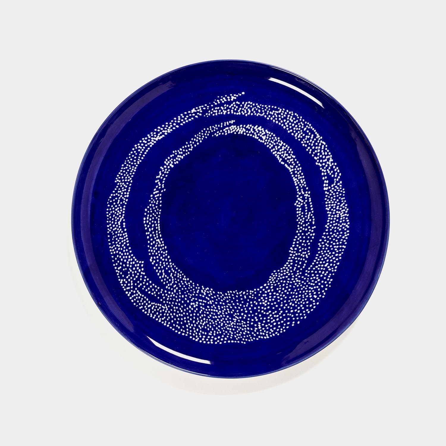 Presentation Plate, Feast, Lapis Lazuli with White Dots Swirl